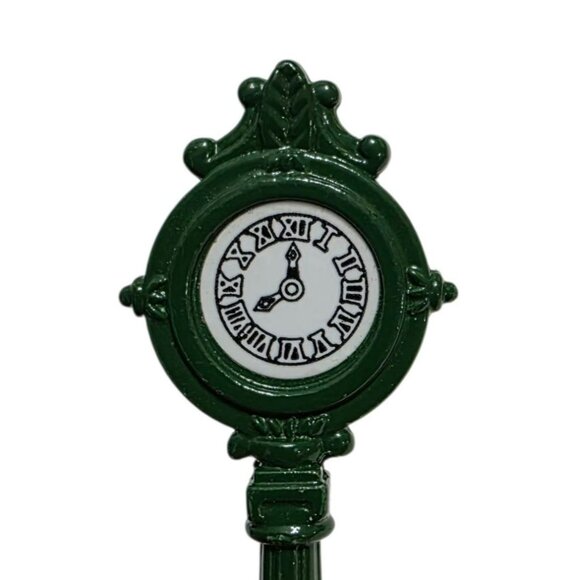 Vintage Green Cast Iron Street Clock Tower Christmas Village Accessory Holiday - Picture 2 of 7
